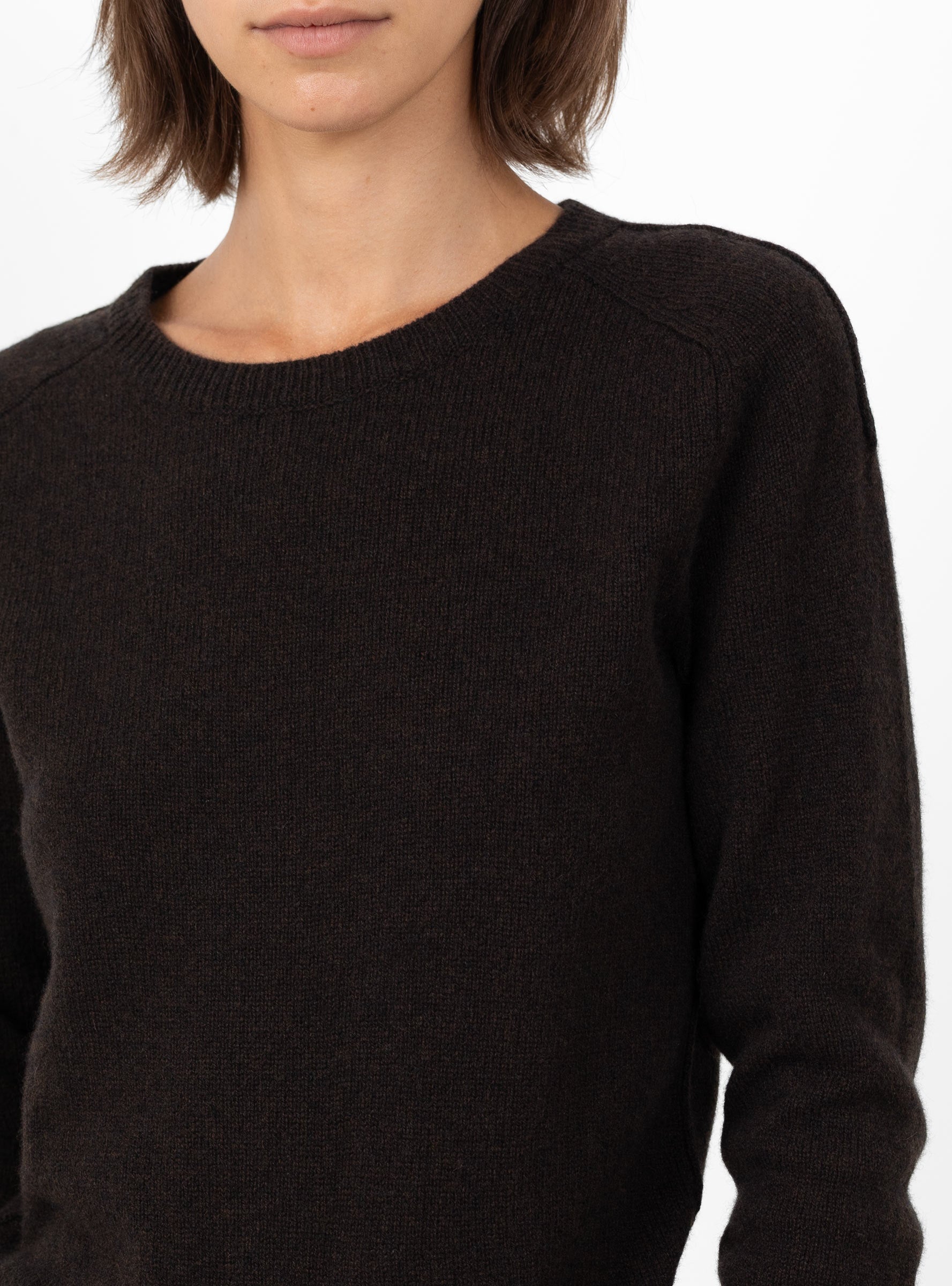 Jamie Jumper Chocolate Chocolate SOEUR (model close up) at Couverture & The Garbstore