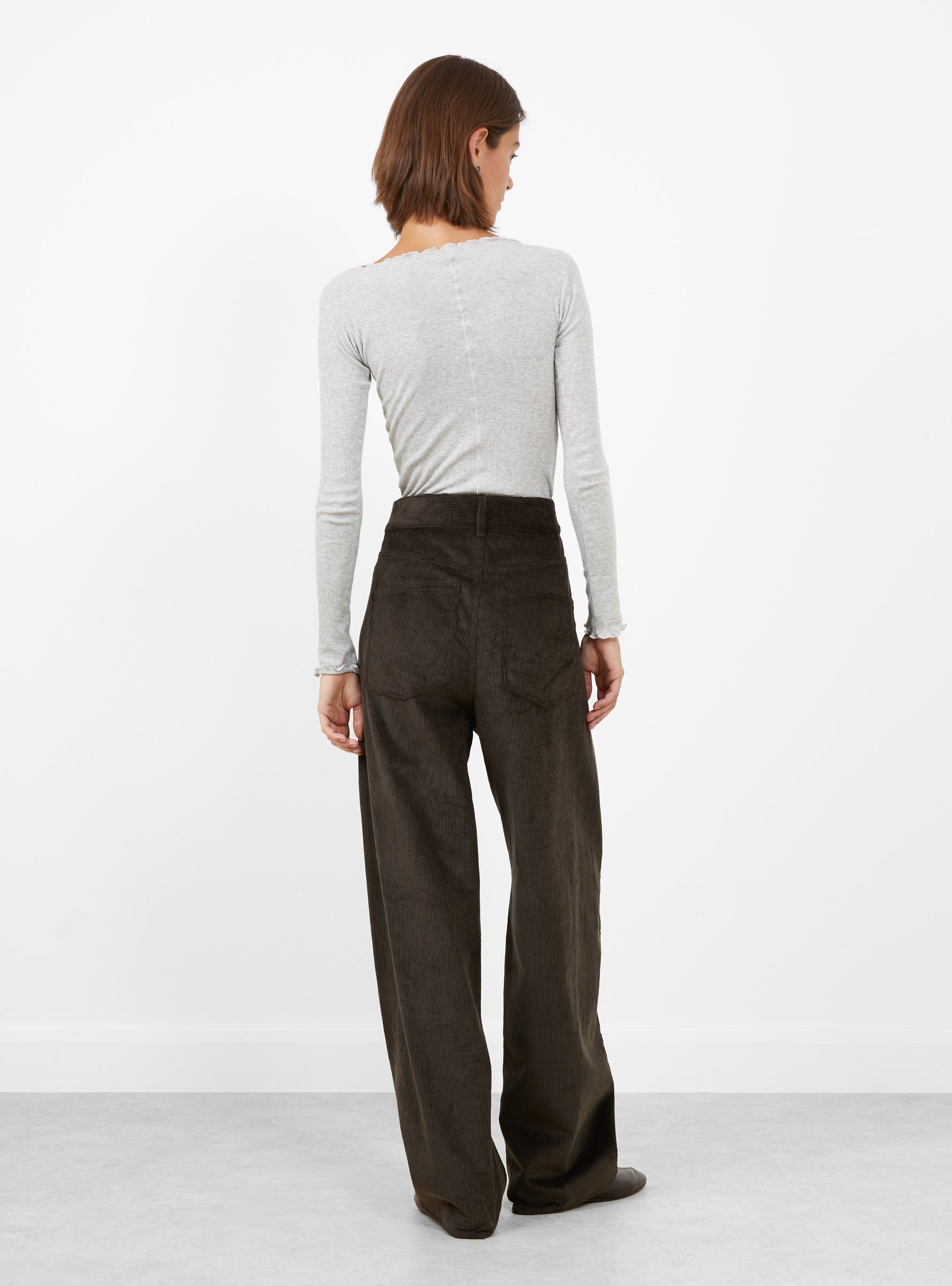 Gunther Trousers Dark Brown Dark Brown SOEUR (model front) at Couverture & The Garbstore