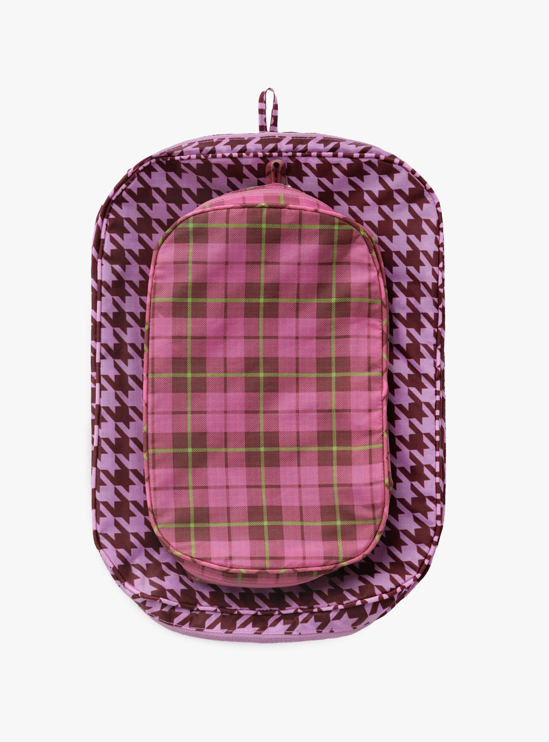 Large Packing Cube Set - Check Mix Check Mix Baggu (top view) at Couverture & The Garbstore