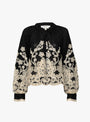 Gracelyn Lace Embroidered Long Sleeve Top Black White Sea (ghost) at Couverture & The Garbstore