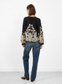 Gracelyn Lace Embroidered Long Sleeve Top Black White Sea (model back) at Couverture & The Garbstore