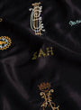 Juliet Embroidered Scarf Navy Navy Sea (embroidery detail ) at Couverture & The Garbstore