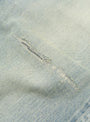 No.37 Washed Wide Denim Pants Bleach A.PRESSE (denim distressing close up) at Couverture & The Garbstore