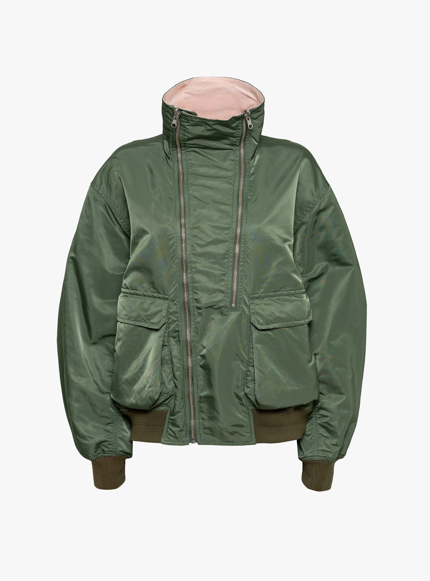 Nylon Twill Reversible Blouson Khaki Khaki TOGA_Front_View_Green at Couverture & The Garbstore