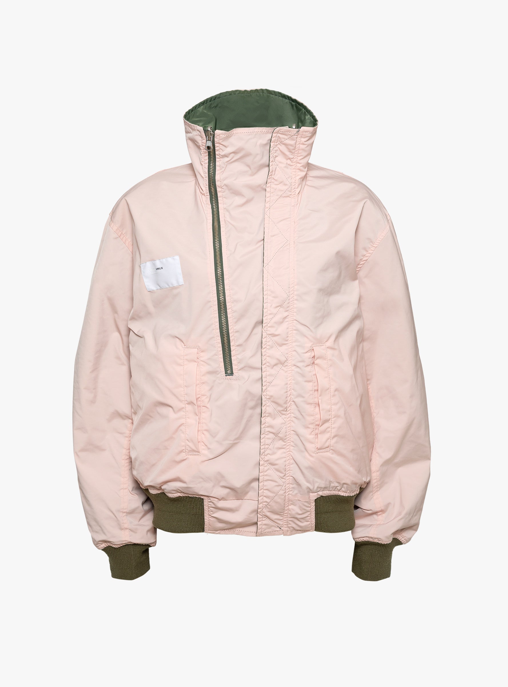Nylon Twill Reversible Blouson Khaki Khaki TOGA_Front_View_Pink at Couverture & The Garbstore