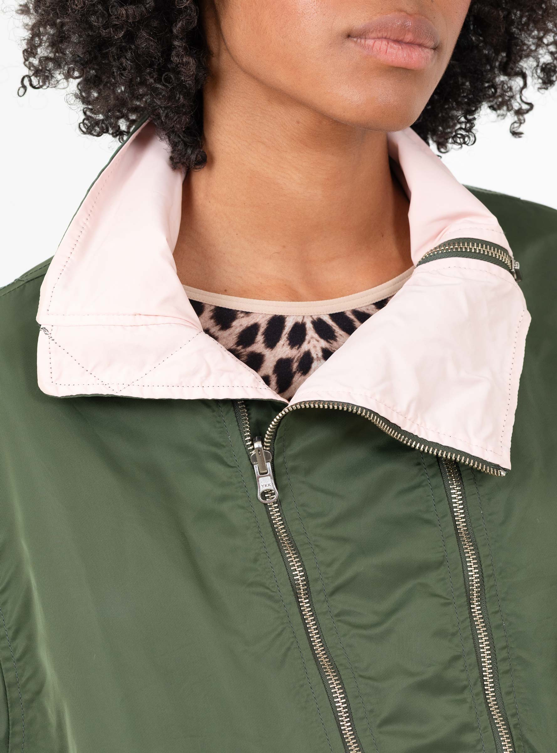 Nylon Twill Reversible Blouson Khaki Khaki TOGA (model close up) at Couverture & The Garbstore