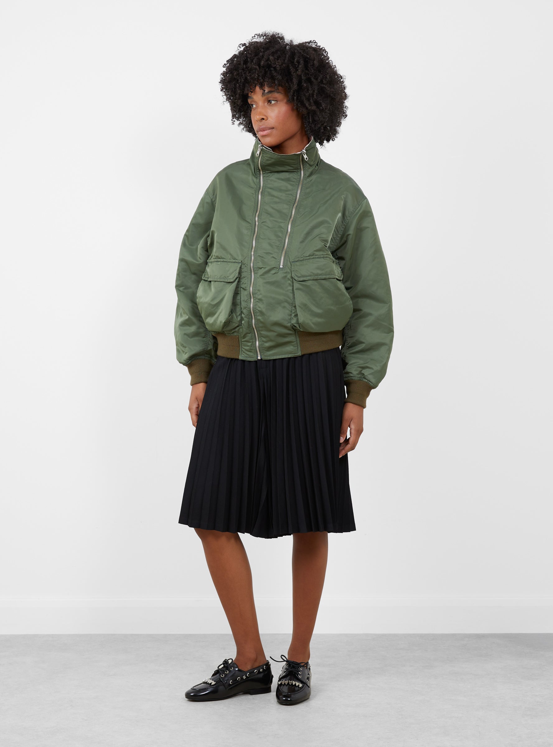 Nylon Twill Reversible Blouson Khaki Khaki TOGA (model front) at Couverture & The Garbstore