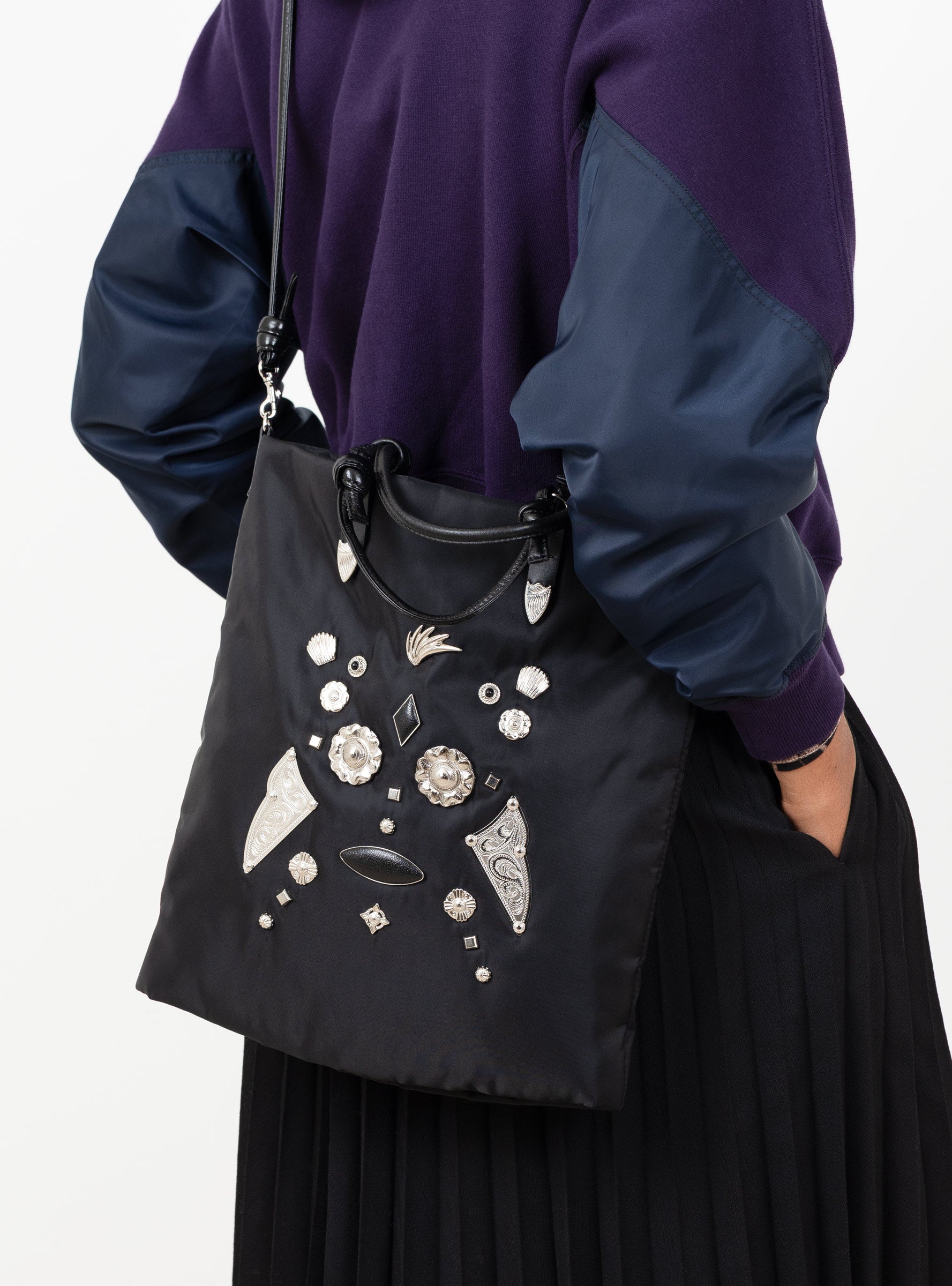 Nylon Gabi Bag Black Black TOGA (model close up) at Couverture & The Garbstore