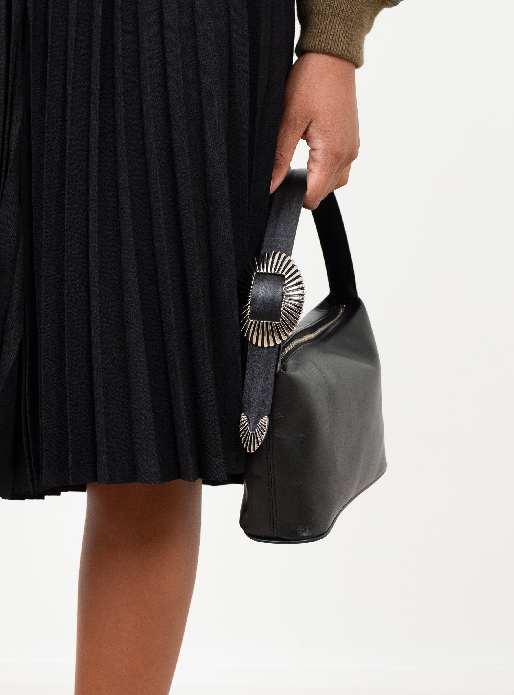 Leather Mini Bag Black Black TOGA (model close up) at Couverture & The Garbstore