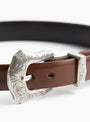 Double Buckle Belt Brown Brown TOGA_Buckle_Detail at Couverture & The Garbstore