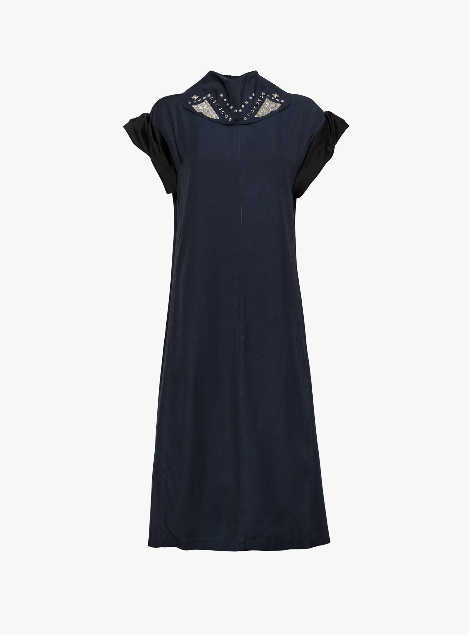 Rayon Silk Twill Dress Black Black TOGA_Front_View at Couverture & The Garbstore