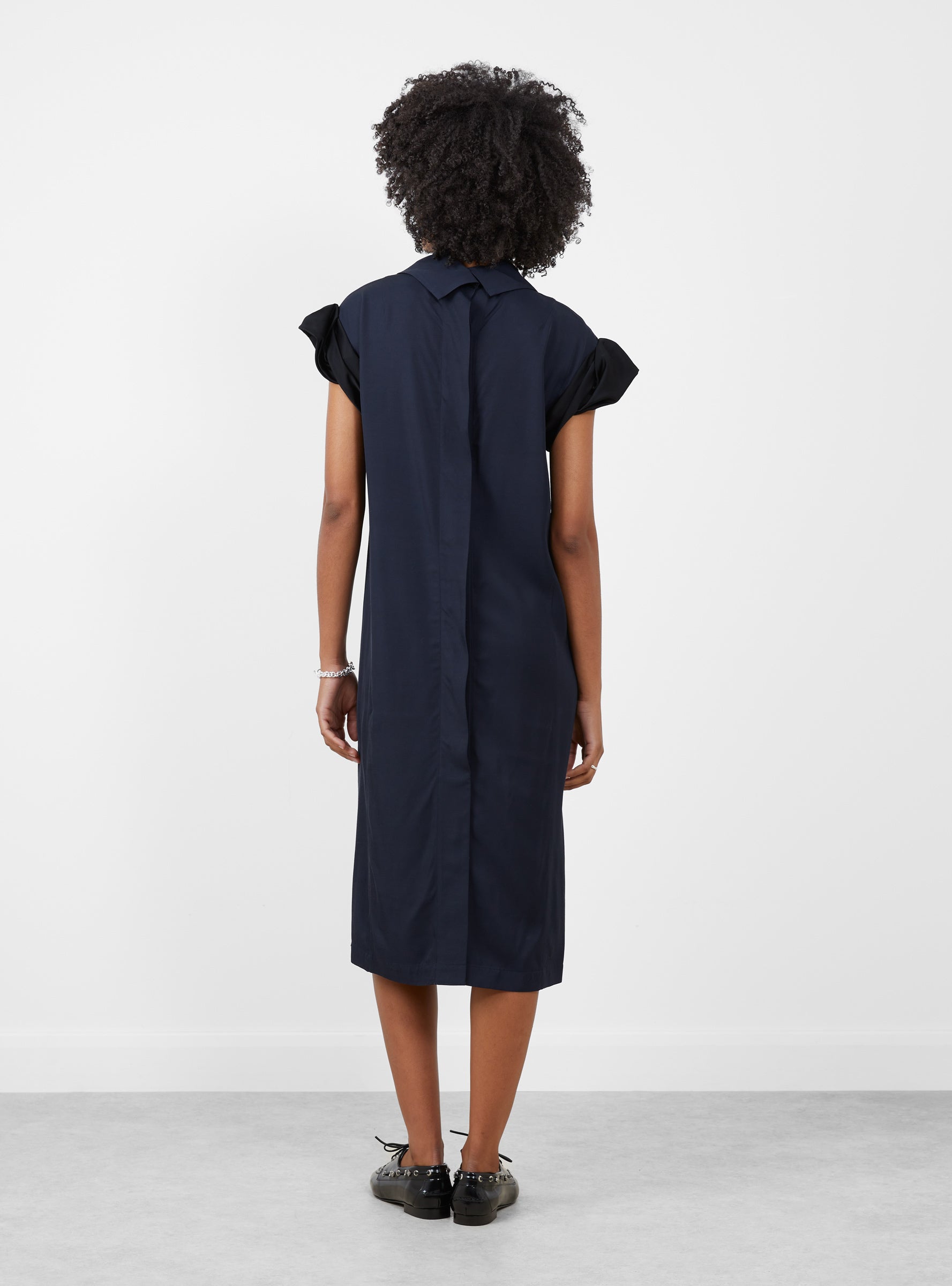 Rayon Silk Twill Dress Black Black TOGA (model back) at Couverture & The Garbstore