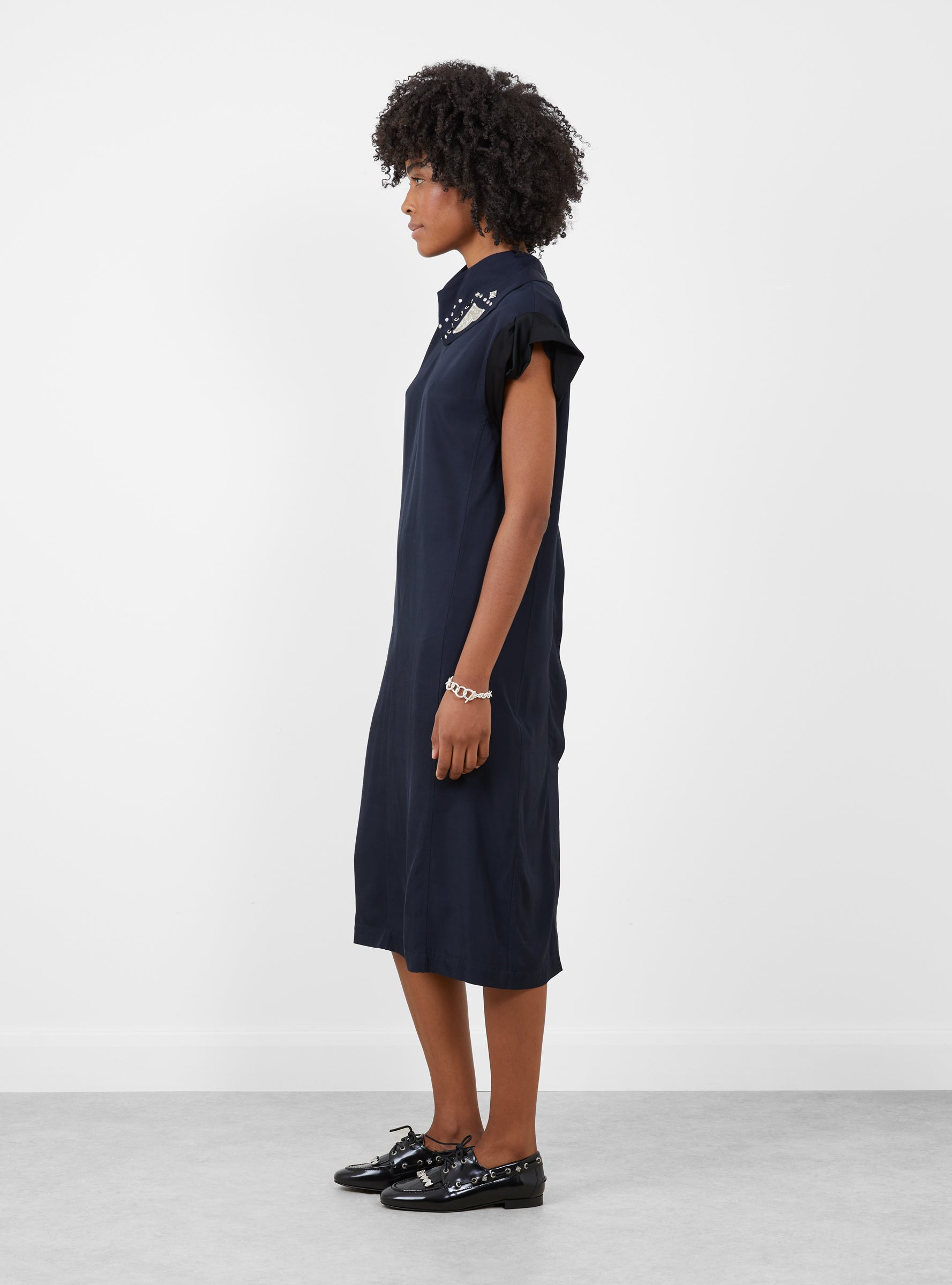 Rayon Silk Twill Dress Black Black TOGA (model side) at Couverture & The Garbstore