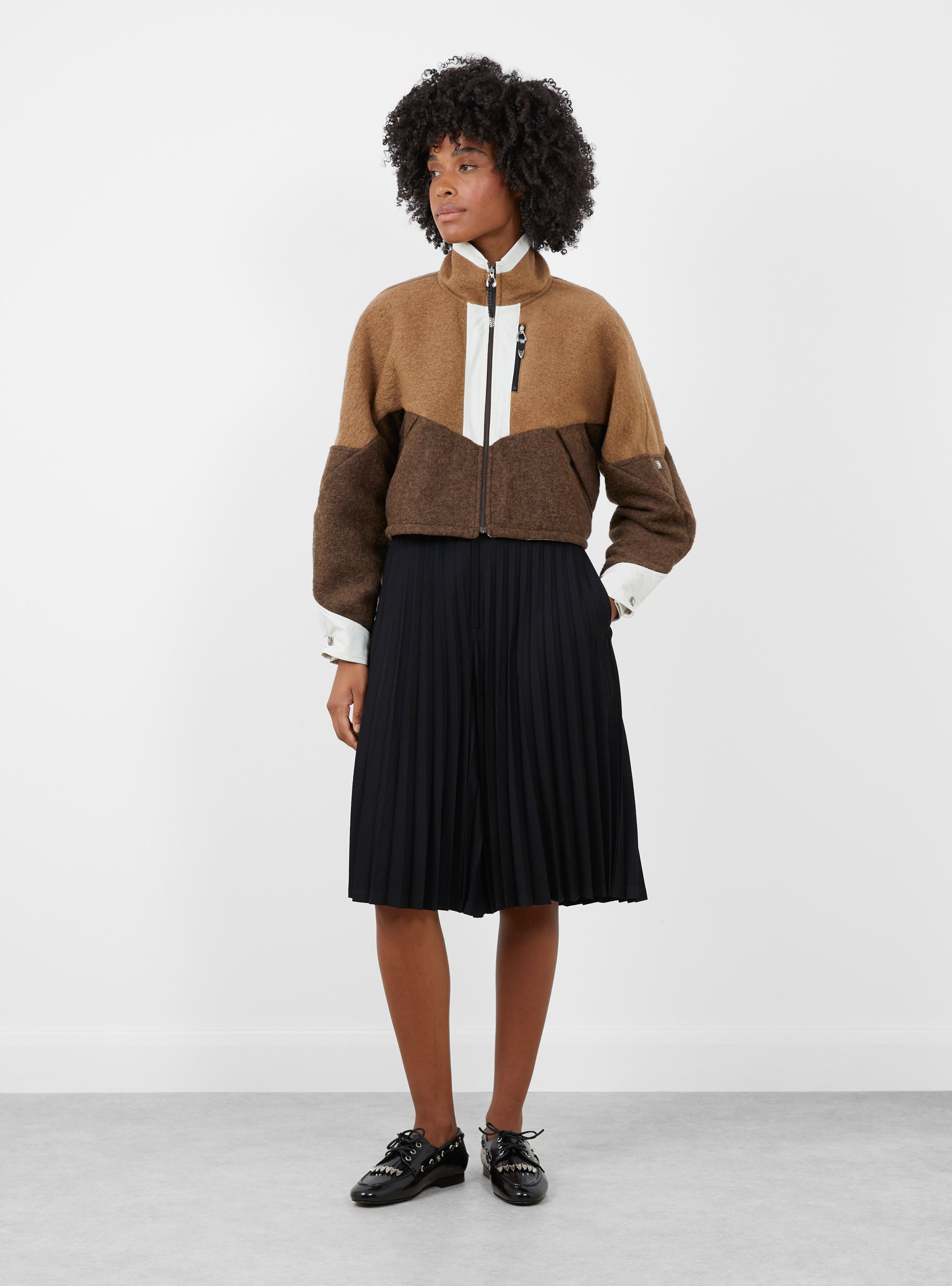 Wool Jersey Blouson Brown Brown TOGA (model fornt) at Couverture & The Garbstore