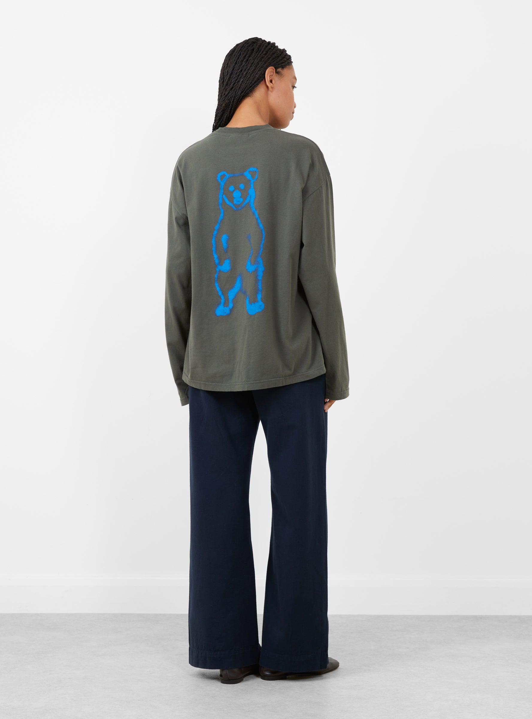 Standing_Bears_Long_Sleeve_T-Shirt_Green_Green_WILD_ANIMALS_model_back at Couverture & The Garbstore