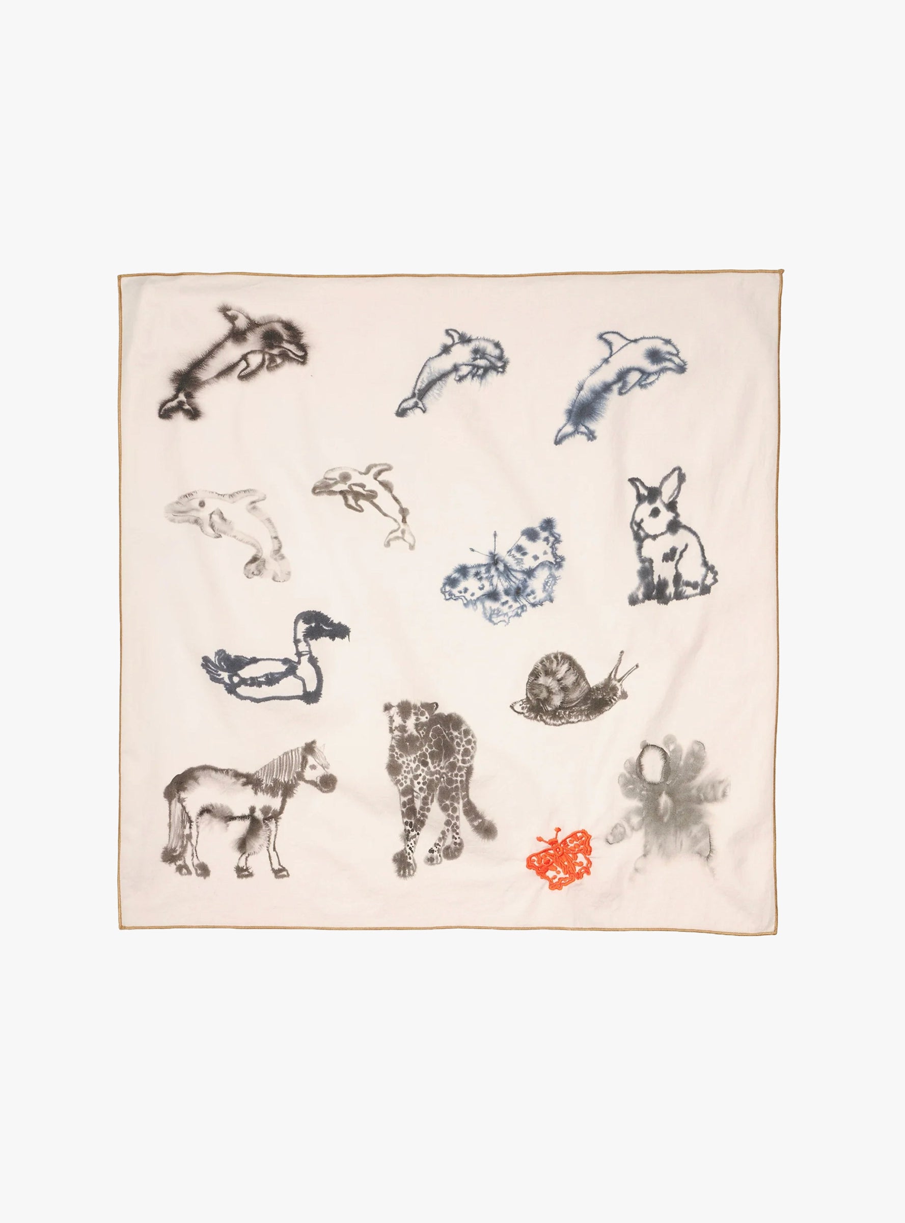 Colouring Book Bandana Multi Mutli WILD ANIMALS (top view) at Couverture & The Garbstore