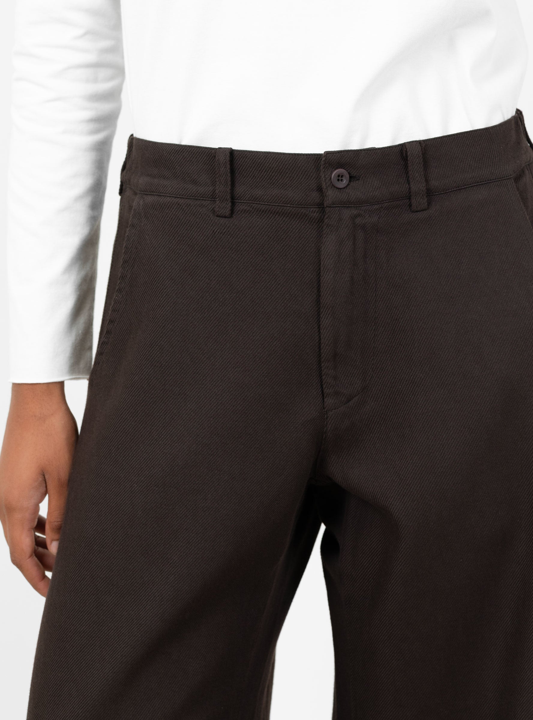 Panta Sbam Trousers Cacao Cacao LABO ART (trouser closeup) at Couverture & The Garbstore