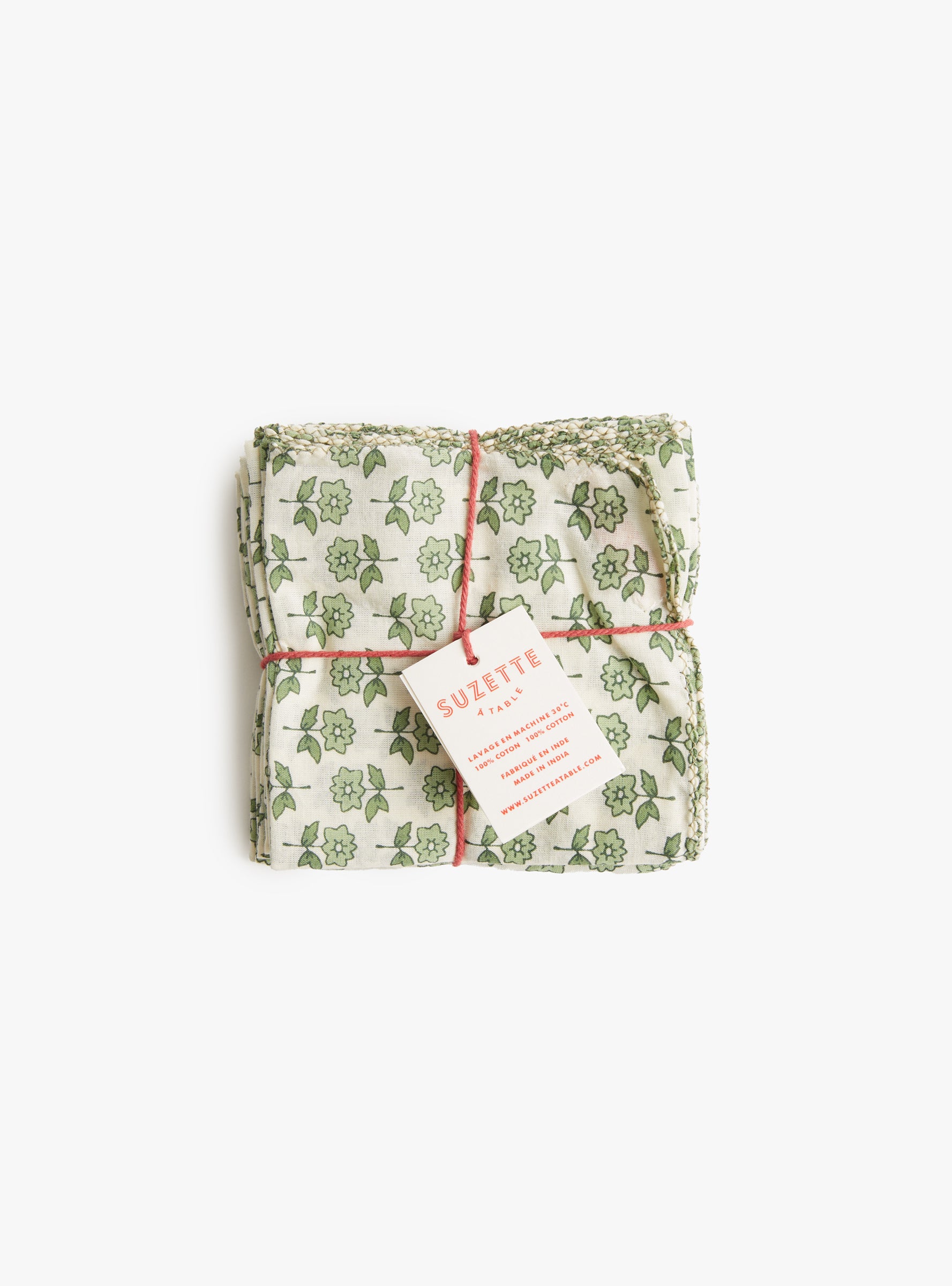 Napkin Set Bourrache Loden Bourrache Loden SUZETTE (top view folded) at Couverture & The Garbstore