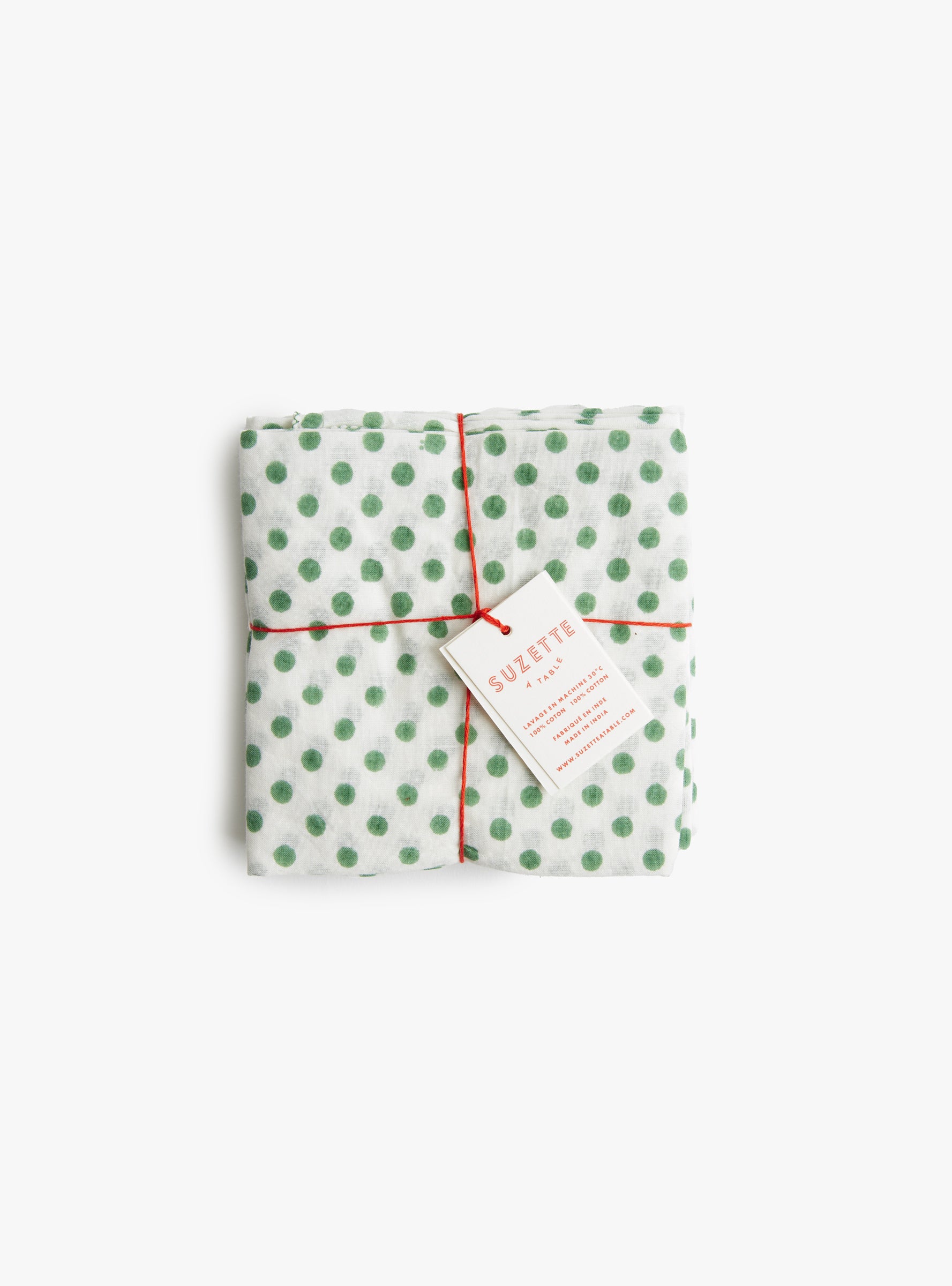 Napkin Set Polka Juniper Polka Juniper SUZETTE (top view folded) at Couverture & The Garbstore