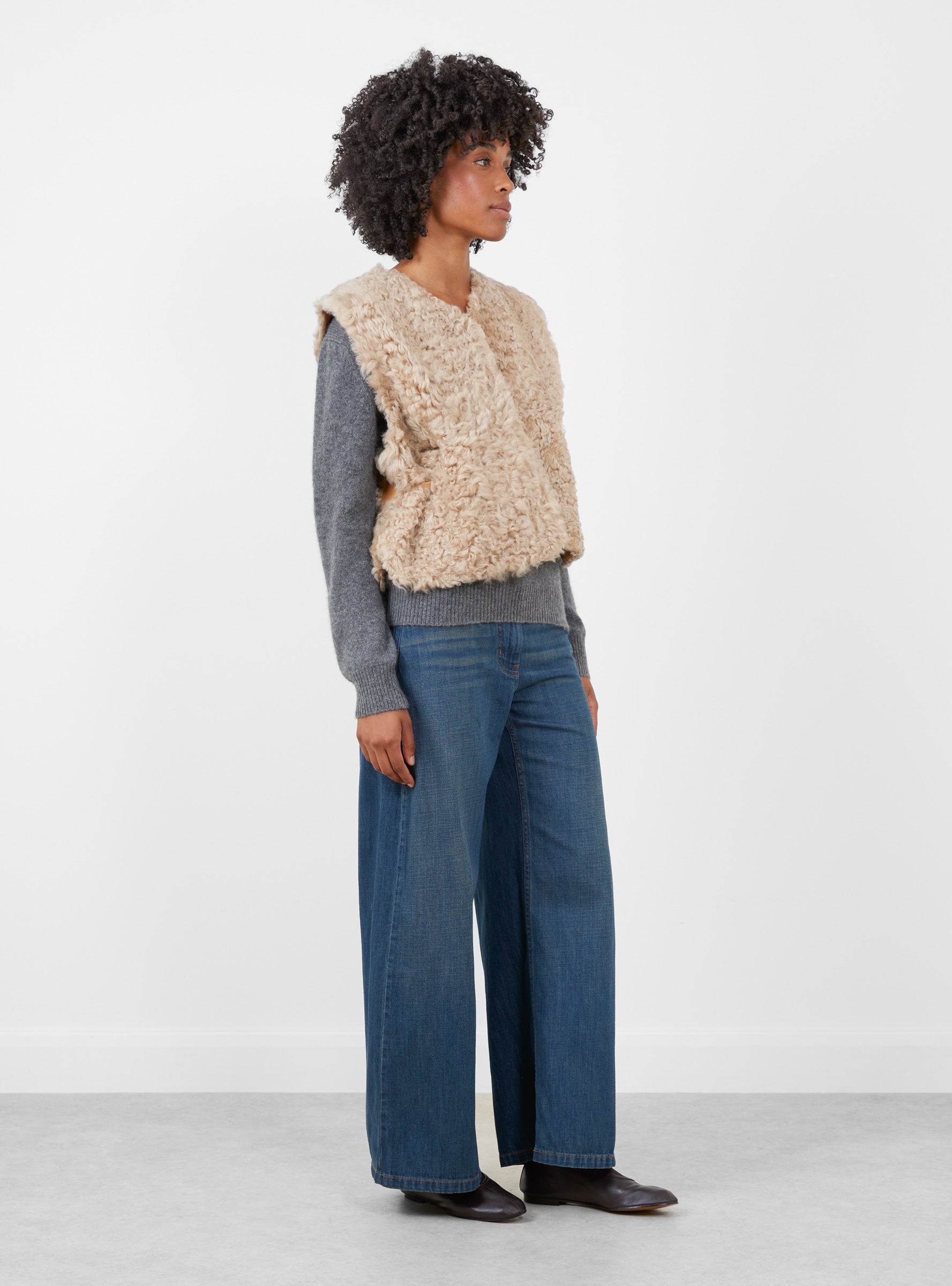 Transition Vest Oat Oat Milena Silvano (model side) at Couverture & The Garbstore