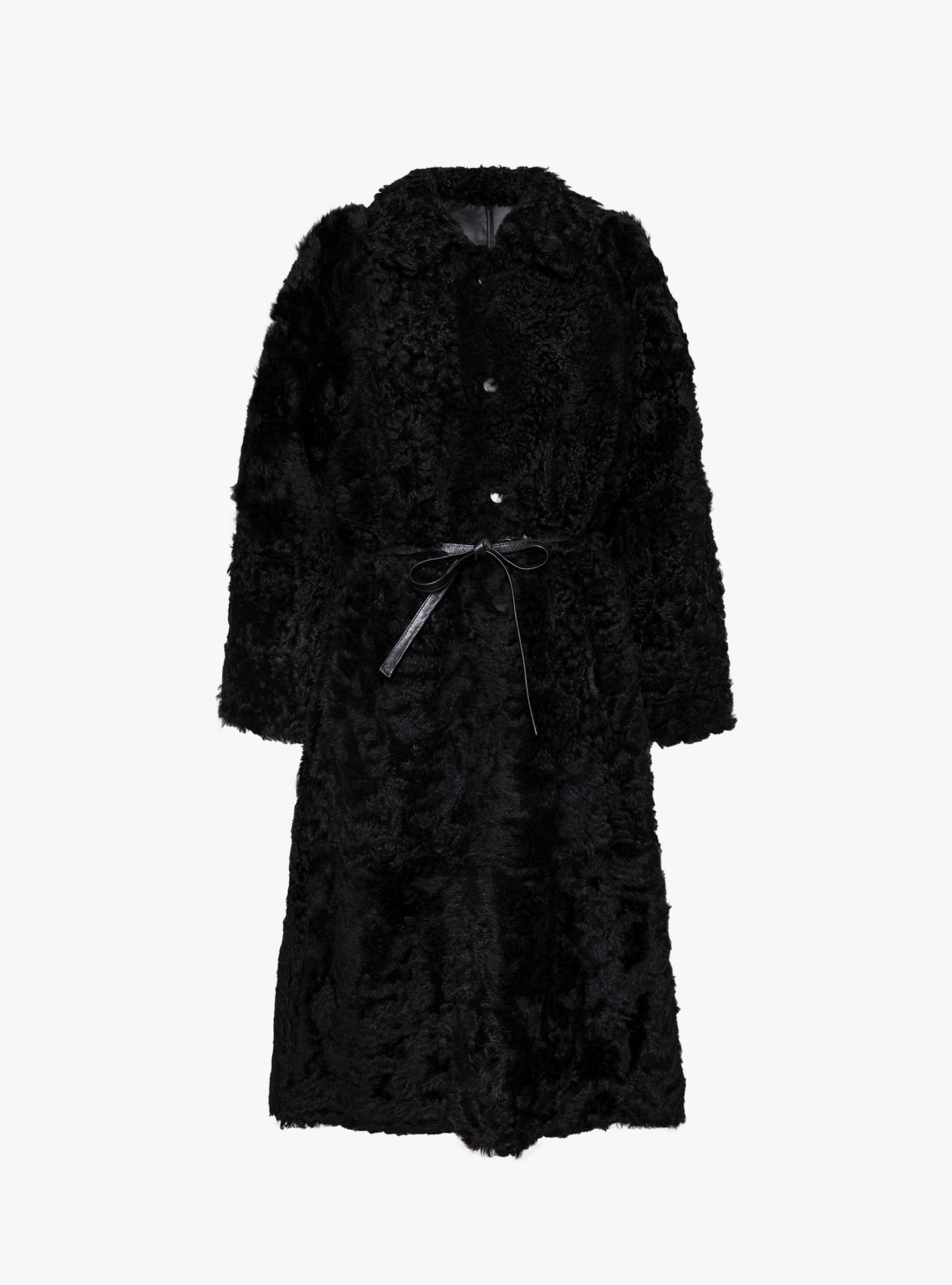 Maria Trench Coat Black Black Milena Silvano_Front_View_Fur at Couverture & The Garbstore
