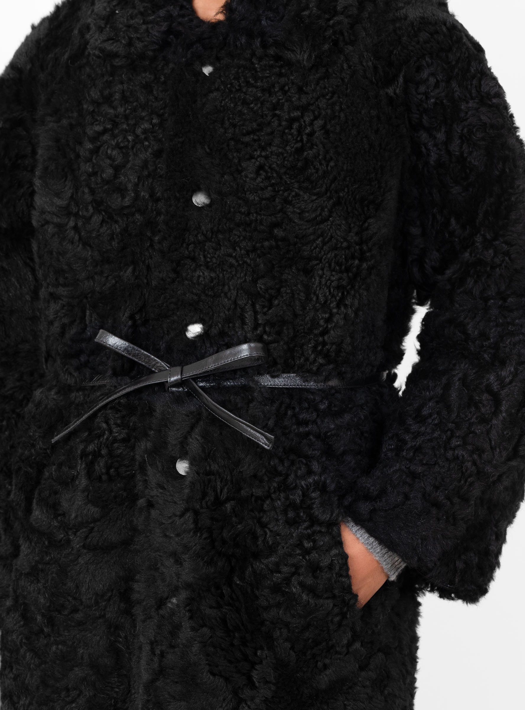 Maria Trench Coat Black Black Milena Silvano (pocket close up) at Couverture & The Garbstore