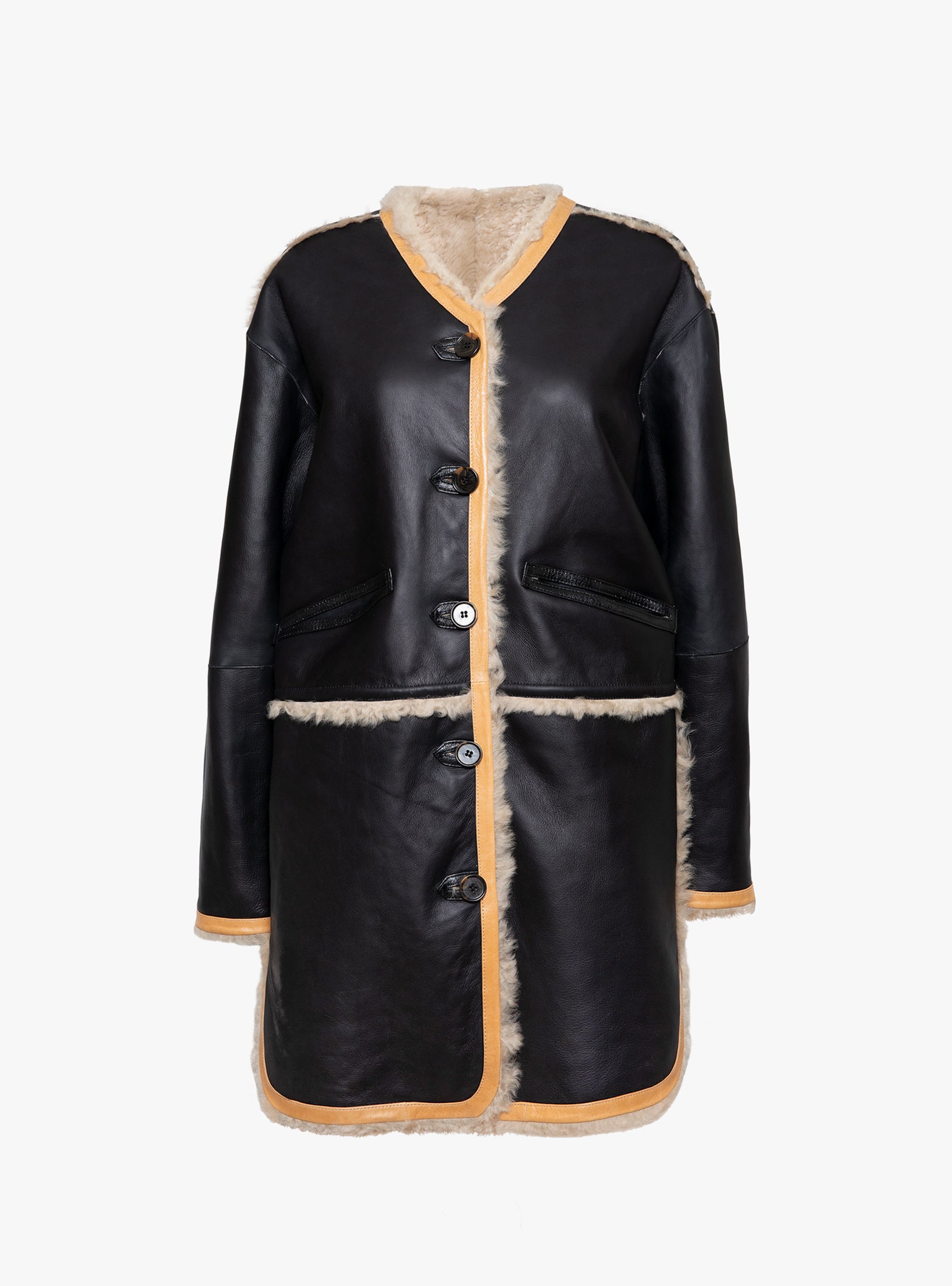 Reversible Liner Coat Oat Oat Milena Silvano_Front_View_Leather at Couverture & The Garbstore