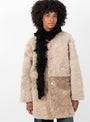 Thin Shaggy Scarf Black Black Milena Silvano (model front) at Couverture & The Garbstore