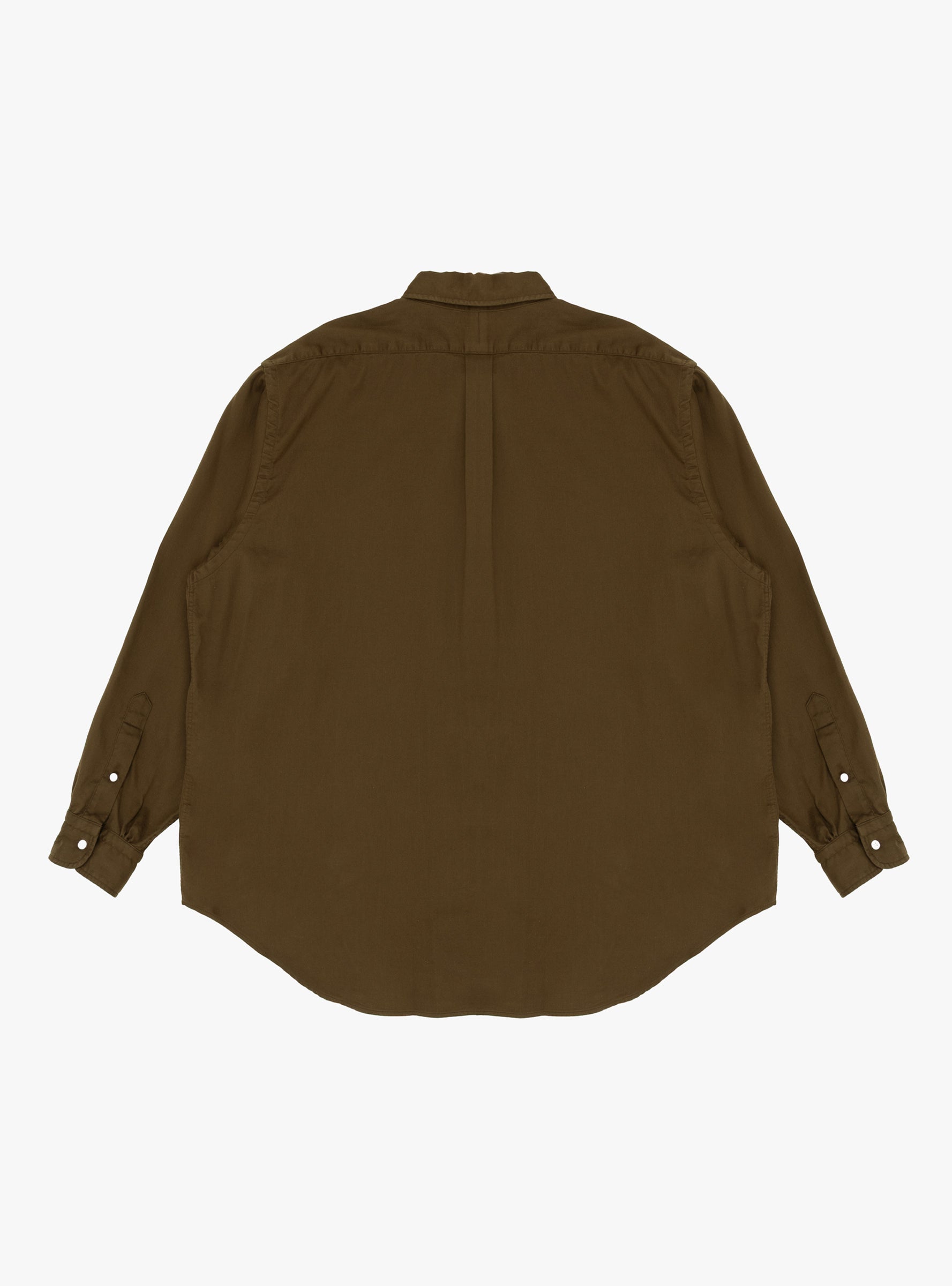 Double Weave Regular Collar Shirt Dark Olive A.PRESSE (back) at Couverture & The Garbstore