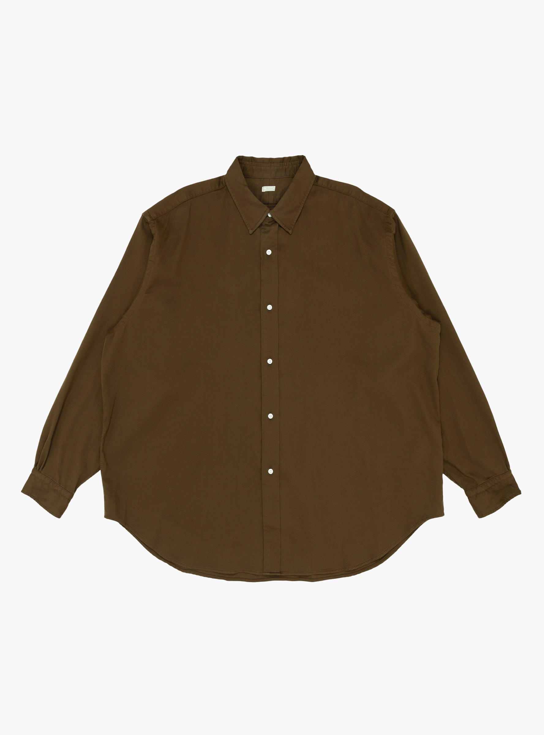 Double Weave Regular Collar Shirt Dark Olive A.PRESSE (front) at Couverture & The Garbstore