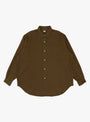 Double Weave Regular Collar Shirt Dark Olive A.PRESSE (front) at Couverture & The Garbstore