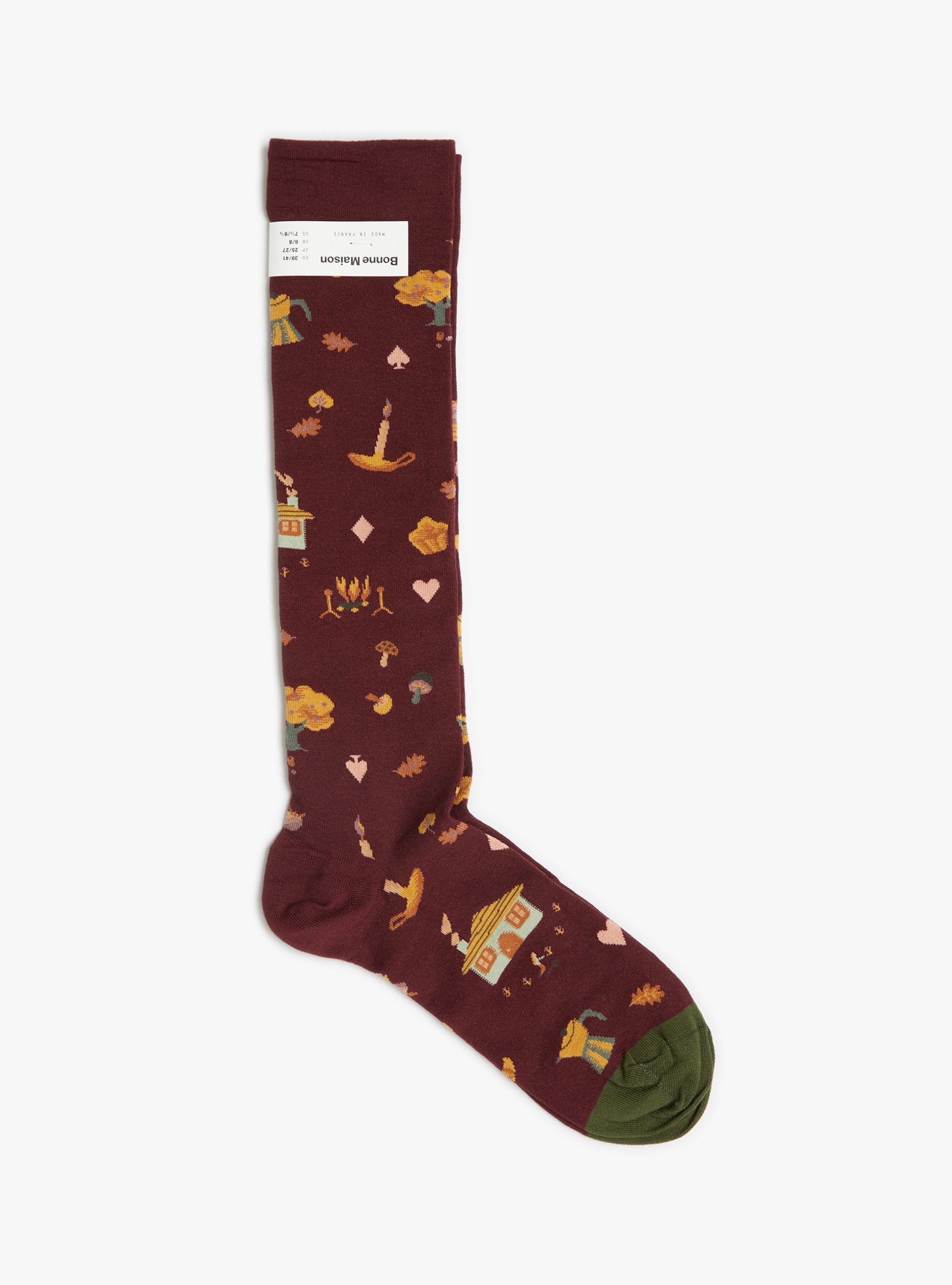 Burgundy Knee High Socks Burgundy BONNE MAISON (Side) at Couverture & The Garbstore