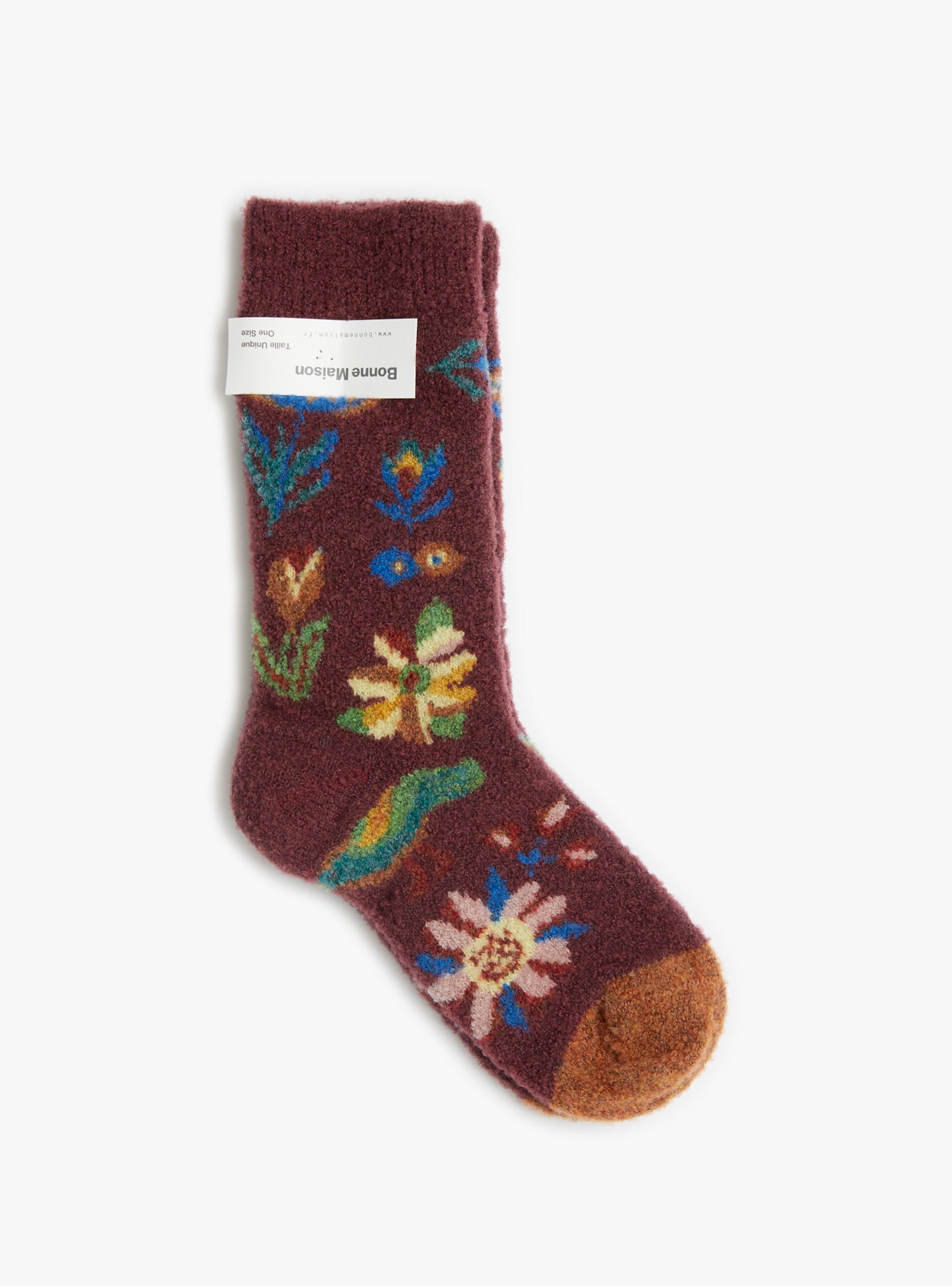 Wool Bouclette Socks Flowers Flowers BONNE MAISON (Side) at Couverture & The Garbstore