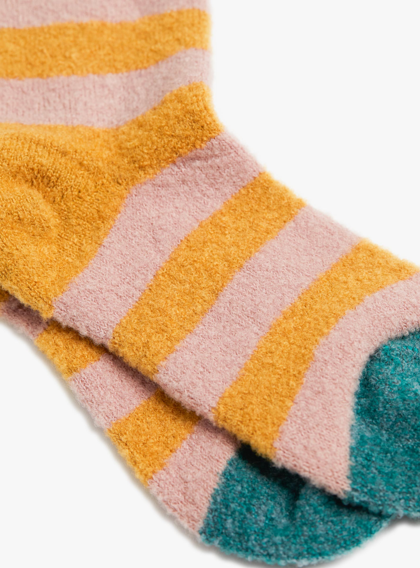 Wool Bouclette Socks Pink Stripe Pink Stripe BONNE MAISON (Fabric Detail) at Couverture & The Garbstore