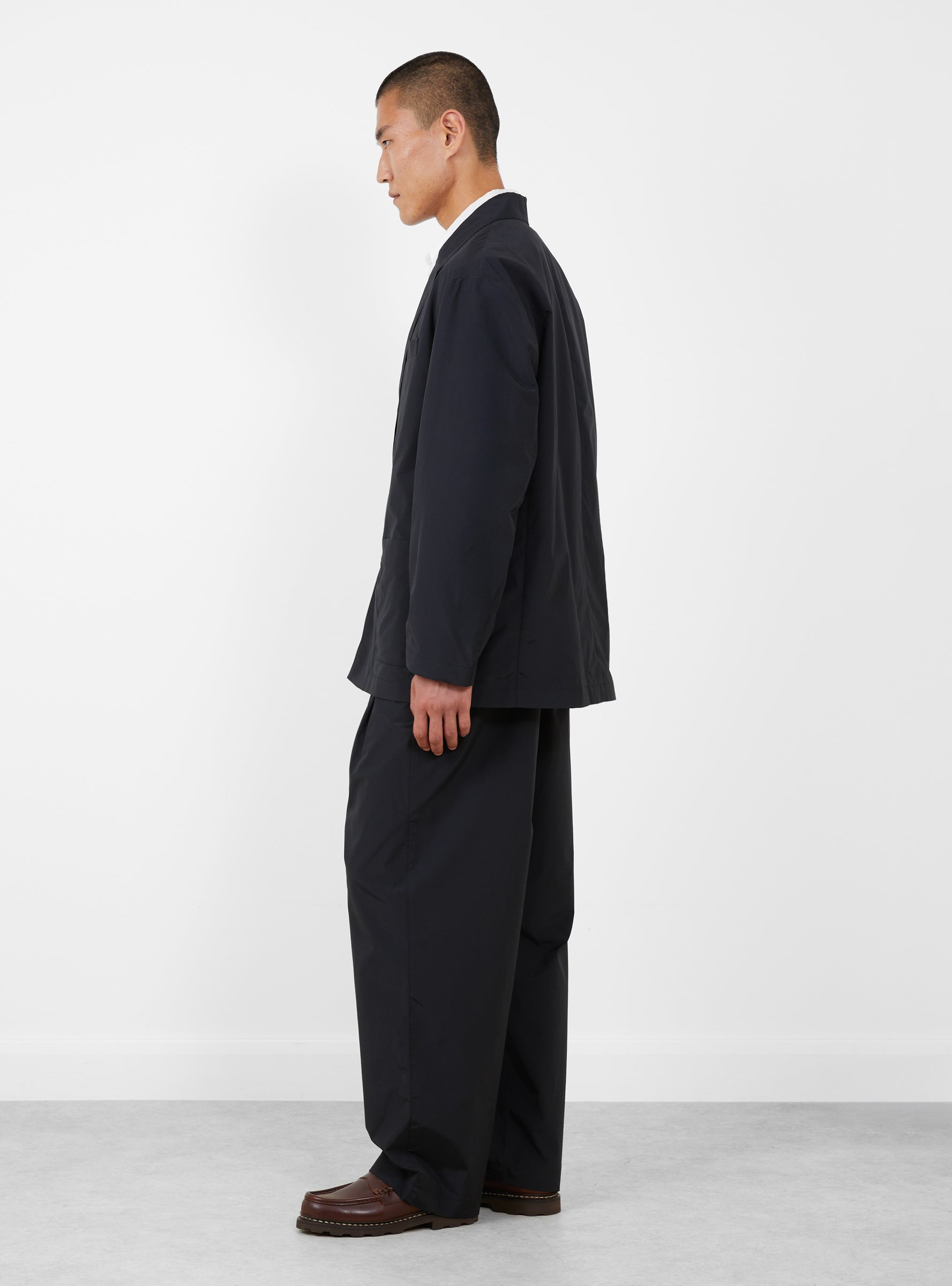 Cotton Nylon Single Breasted Blazer Black SSSTEIN (model side) at Couverture & The Garbstore