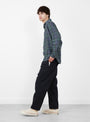 Made in Japan Grande Tab Shirt Blue Blue Check TDR (model side) at Couverture & The Garbstore