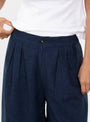 Leila_Trousers_Indigo_Mix_Indigo_Mix_SIDELINE_Model_Close Up at Couverture & The Garbstore