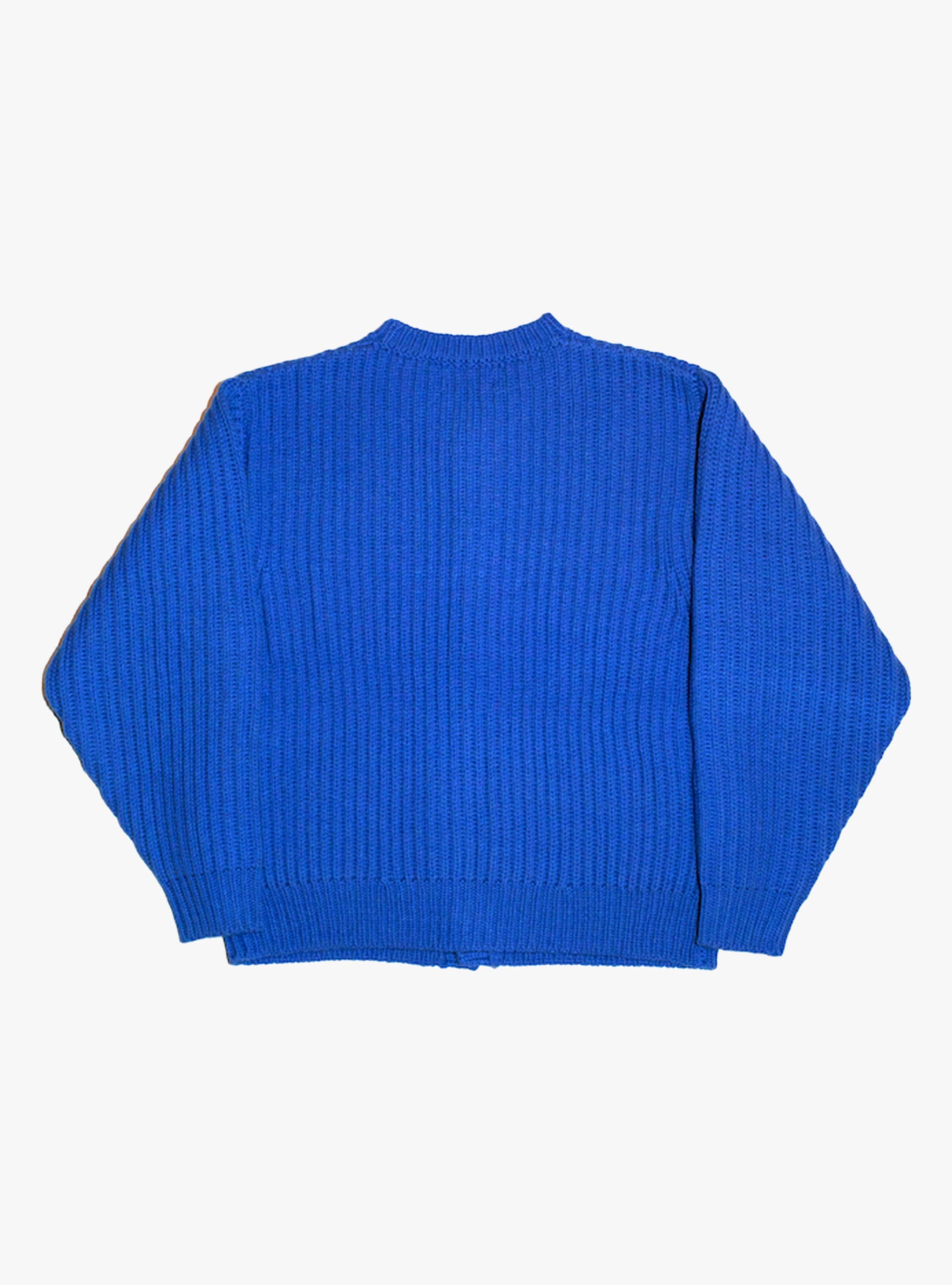 Wide Rib Knitted Cardigan Cobalt Blue RICE NINE TEN (Back) at Couverture & The Garbstore