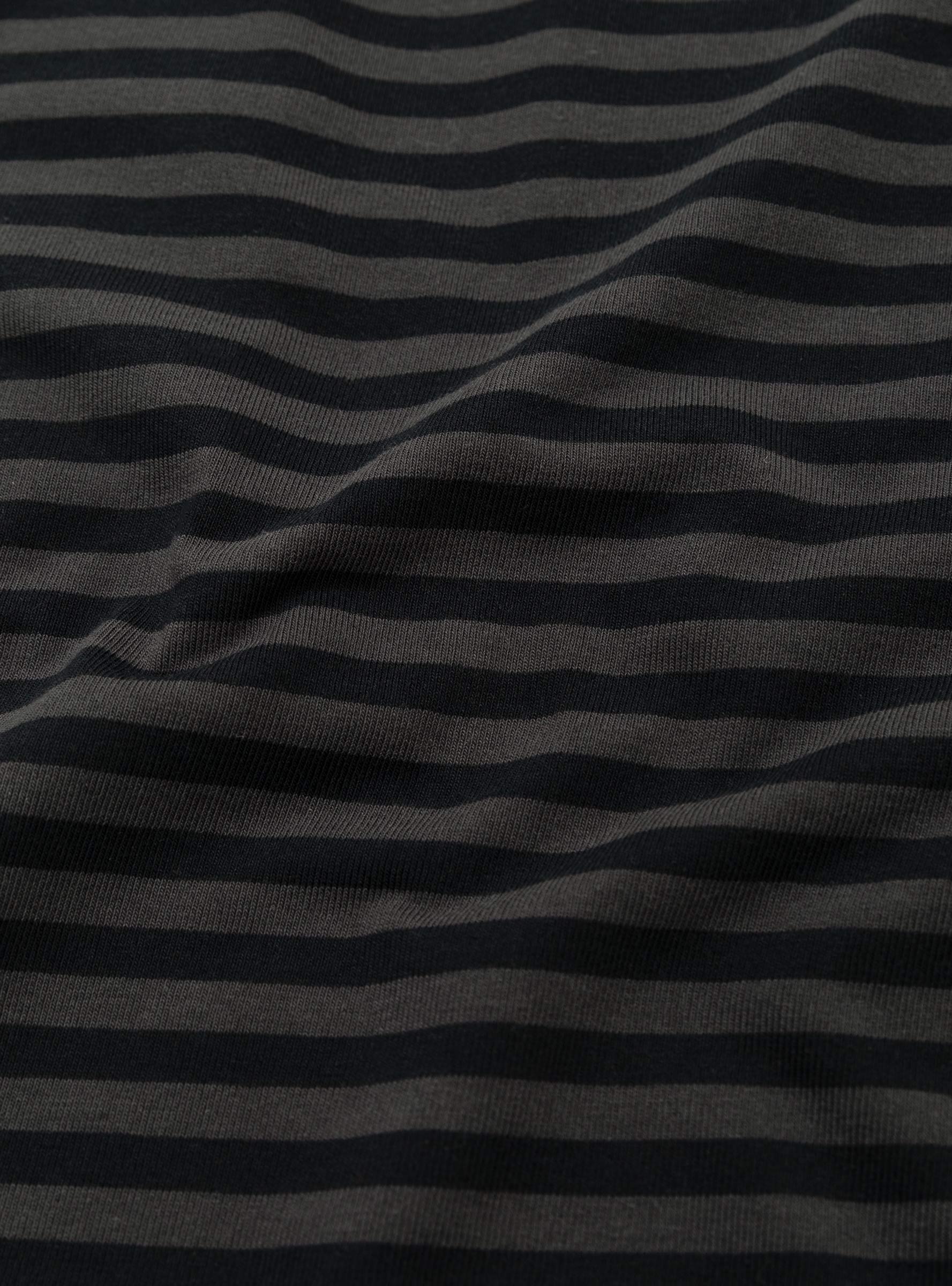 COOLMAX Stripe Long Sleeve Tee Black Charcoal NANAMICA (fabric detail) at Couverture & The Garbstore