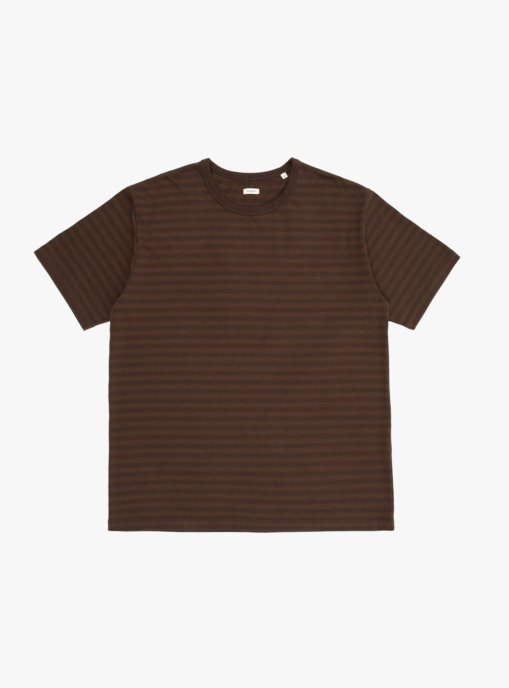 COOLMAX Stripe Jersey T-shirt Dark Brown NANAMICA (front) at Couverture & The Garbstore