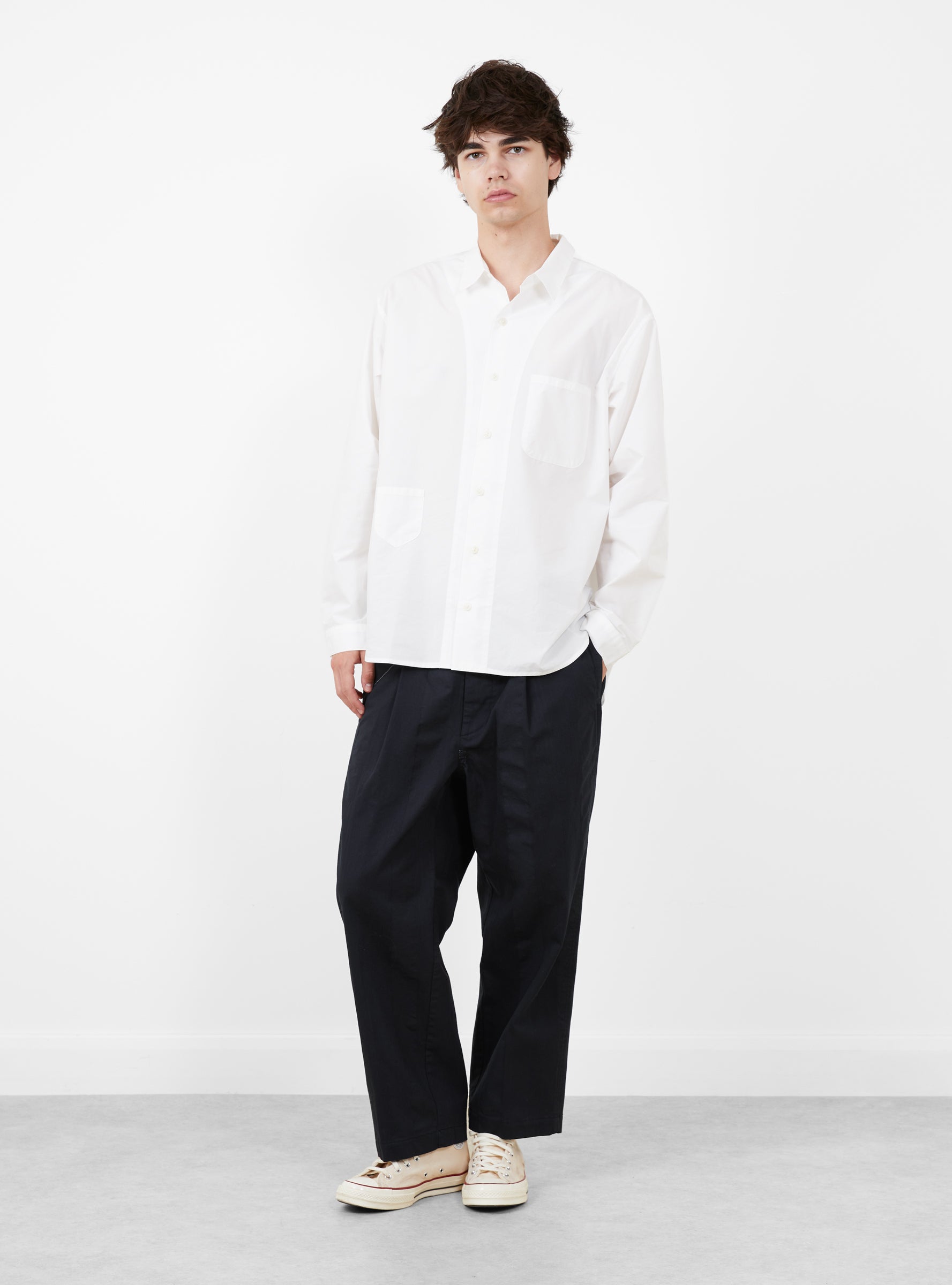 Made in Japan Grande Crown Shirt White TDR (model front) at Couverture & The Garbstore