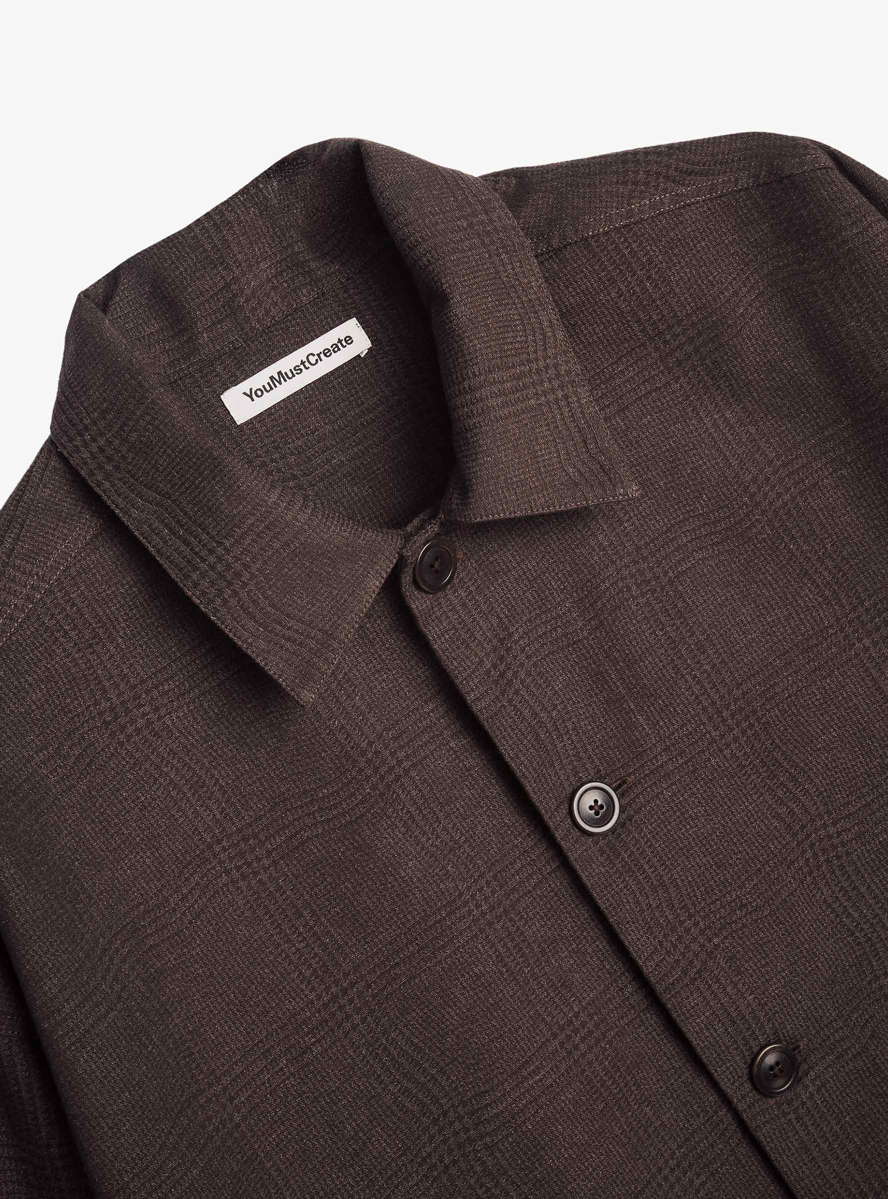 PJ Overshirt Brown Brown YMC You Must Create (Collar Detail) at Couverture & The Garbstore