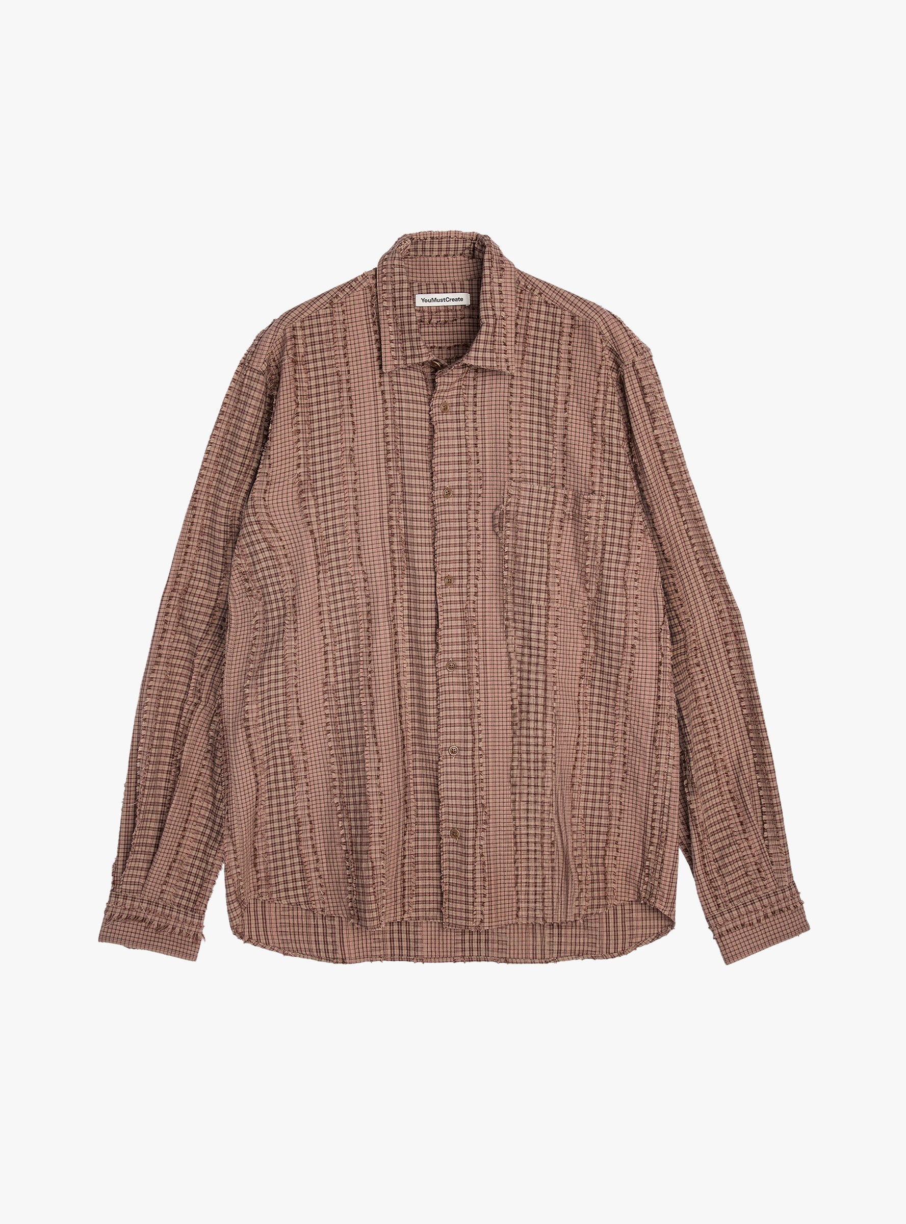 M Curtis Shirt Brown Check Brown Check YMC You Must Create (Front) at Couverture & The Garbstore