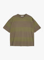 M-Triple-Wide-Stripe-T-Shirt-Green-Green-YMC-You-Must-Create-(Front) at Couverture & The Garbstore