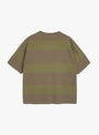 M Triple Wide Stripe T-Shirt Green Green YMC You Must Create (Back) at Couverture & The Garbstore
