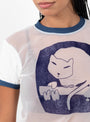 W-Sheer-Jersey-Ringer-T-Shirt-Fat-Cat-on-Legend-Live-Navy-Navy-Kapital-Model_Close Up at Couverture & The Garbstore