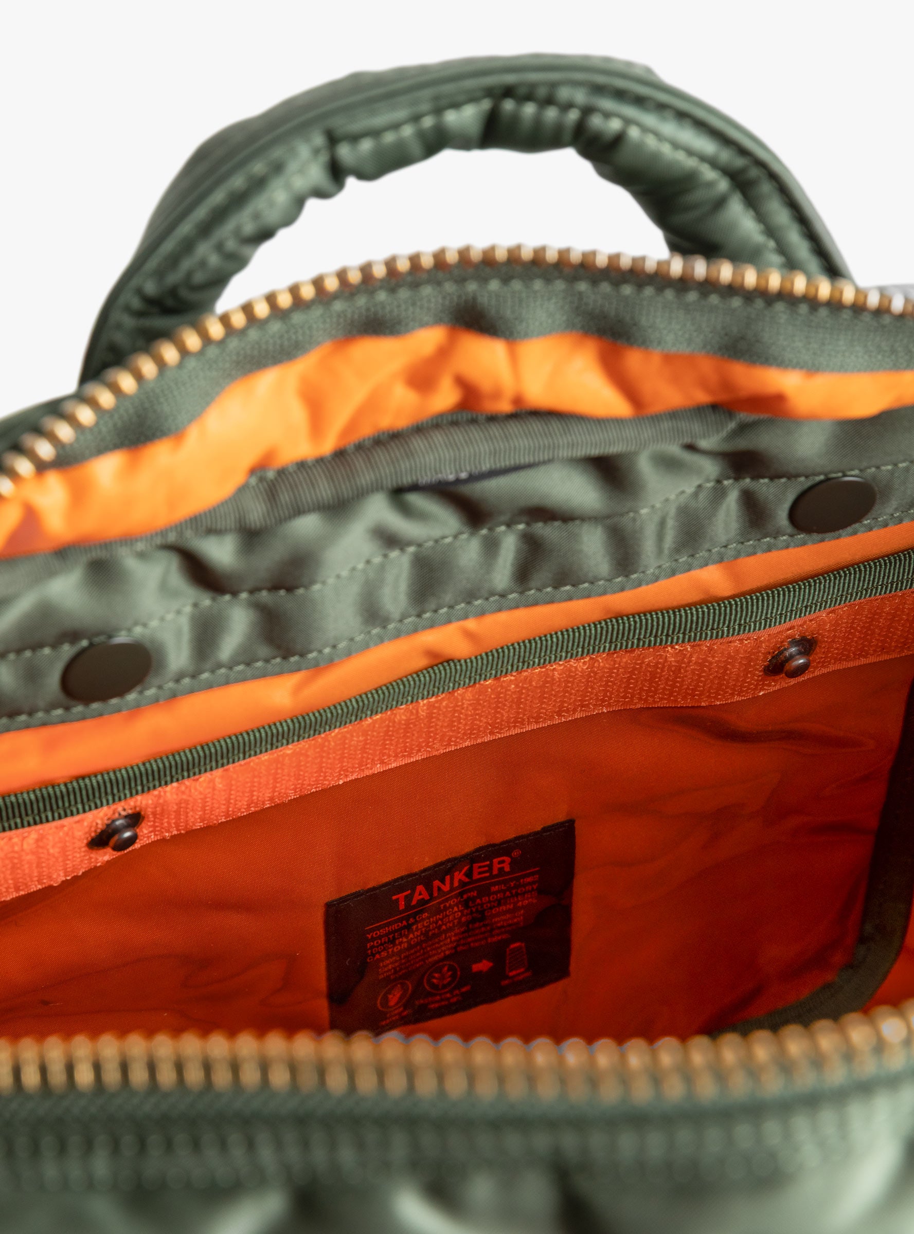 New TANKER Sling Bag (XL) Sage Green PORTER YOSHIDA & CO. (inside detail) at Couverture & The Garbstore