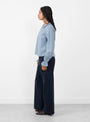 Cornflower-Blouse-Blue_-Black-and-White-Stripe-Blue_-Black-and-White-Stripe-SKALL-Model_Side_View at Couverture & The Garbstore