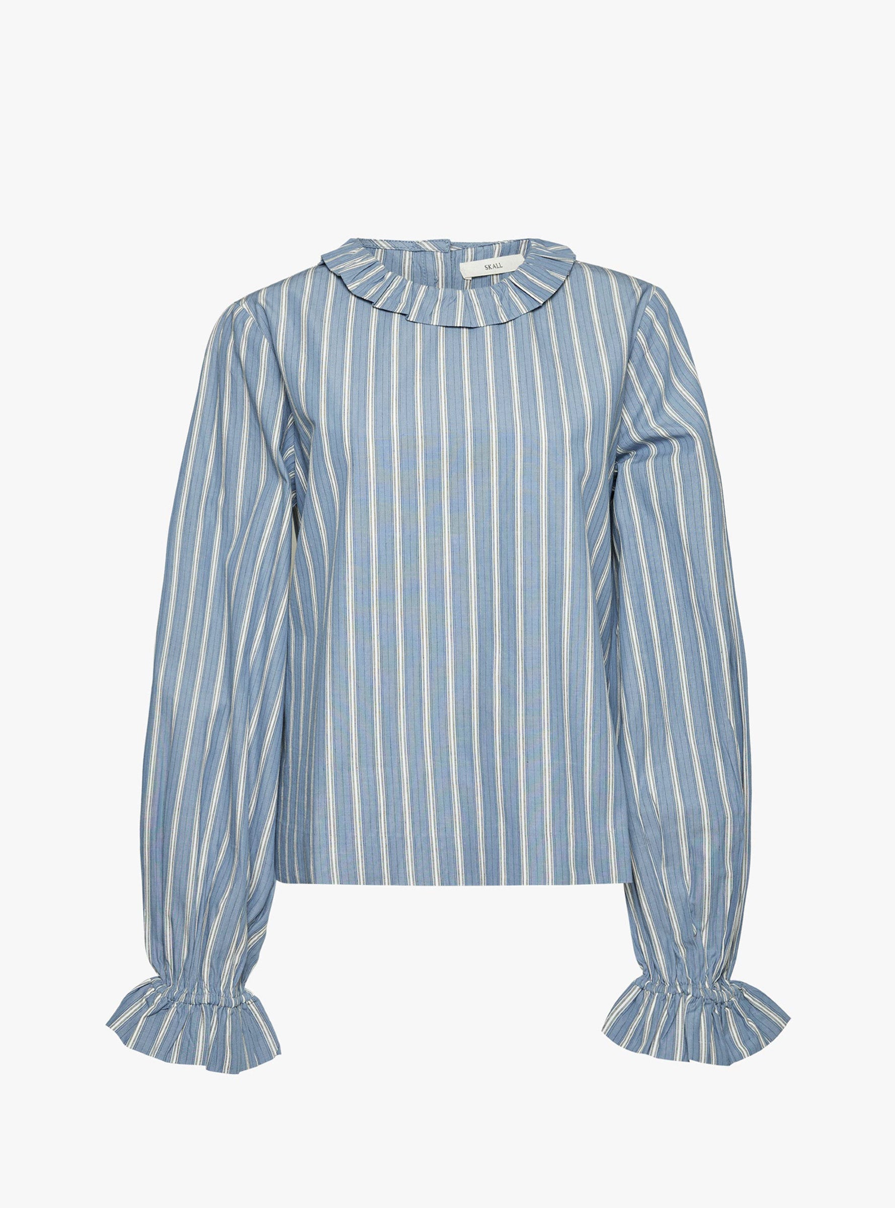 Cornflower-Blouse-Blue,-Black-and-White-Stripe-Blue,-Black-and-White-Stripe-SKALL-(Front View) at Couverture & The Garbstore