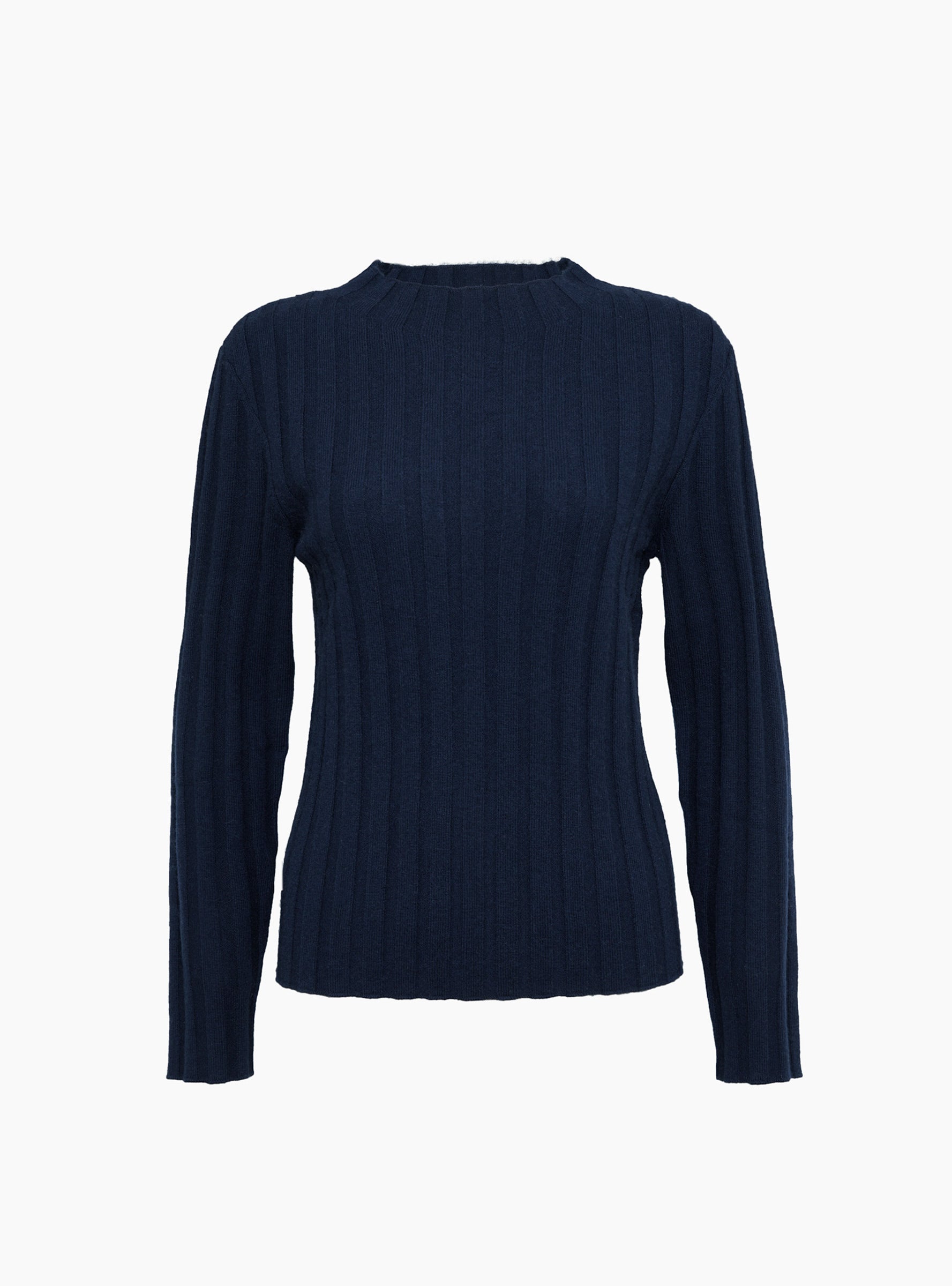 Mock Neck Ribbed Jumper Navy Navy 7115 (Front) at Couverture & The Garbstore